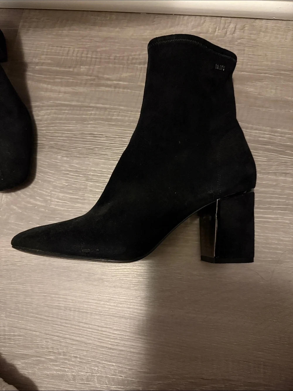 DKNY Black Suede Ankle Boots with Block Heel